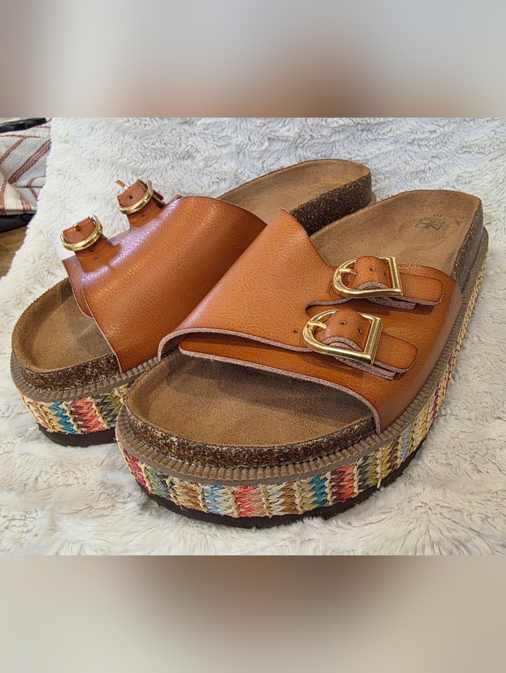 Womens No Boundaries Slip On Platform Footbed Sandals Size 10